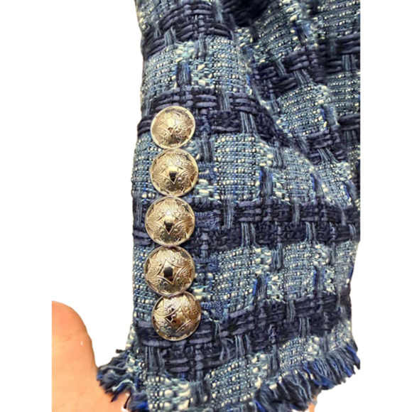 Veronica Beard Blue Multi Tweed Cutaway Dickey Jacket Blazer Size 2 NWT - Picture 6 of 16